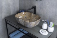 Накладная раковина GID Geometrico Mnc333T 46 под глянцевый камень, прямоугольная, фаянс