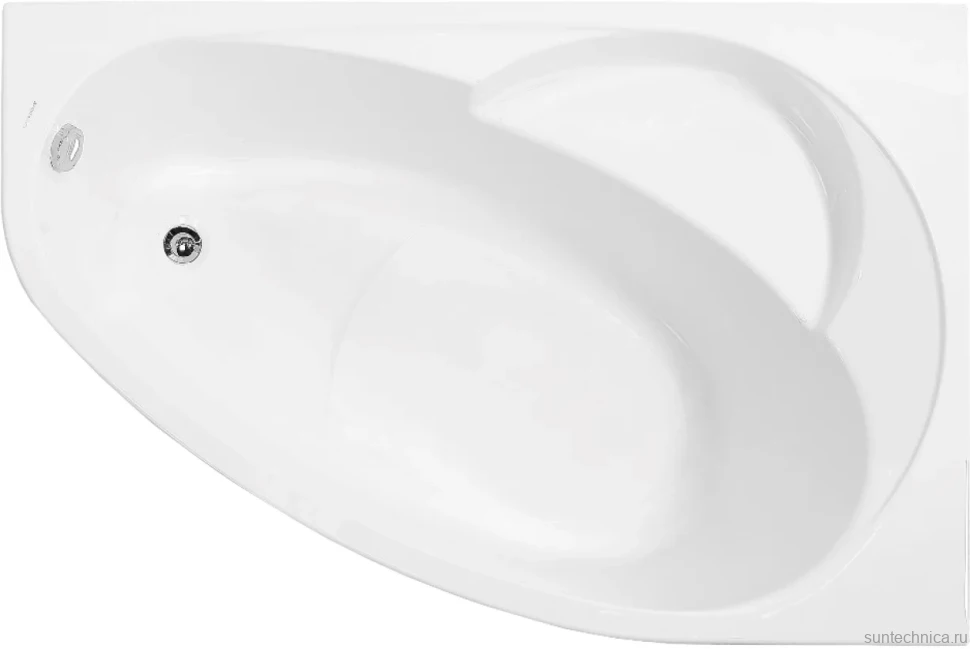 Акриловая ванна Vagnerplast Flora R 150x100 см, угловая, правая, пристенная, ультрабелая, асимметричная, с каркасом, с сиденьем