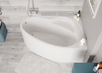 Акриловая ванна Vagnerplast Flora R 150x100 см, угловая, правая, пристенная, ультрабелая, асимметричная, с каркасом, с сиденьем