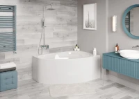 Акриловая ванна Vagnerplast Flora R 150x100 см, угловая, правая, пристенная, ультрабелая, асимметричная, с каркасом, с сиденьем