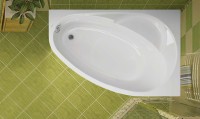 Акриловая ванна Vagnerplast Flora R 150x100 см, угловая, правая, пристенная, ультрабелая, асимметричная, с каркасом, с сиденьем