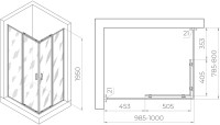 Душевой уголок RGW Passage PA-040 1000x800x1950, профиль хром