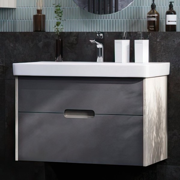 Тумба под раковину AQUATON Оливия 80 грей, дуб ойстер