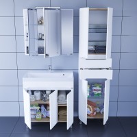 Тумба с раковиной СаНта Лондон 80 напольная, 3 двери