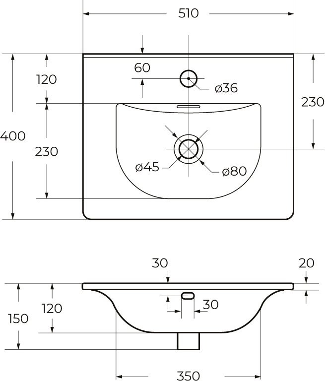Мебельная раковина BelBagno BB-8099-3-50 глянцевая белая