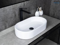 Накладная раковина GID Lago N9020 53 глянцевая белая, овальная, фаянс