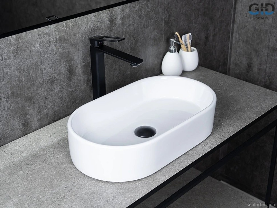 Накладная раковина GID Lago N9020 53 глянцевая белая, овальная, фаянс
