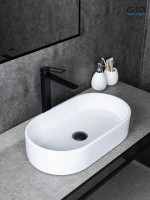 Накладная раковина GID Lago N9020 53 глянцевая белая, овальная, фаянс