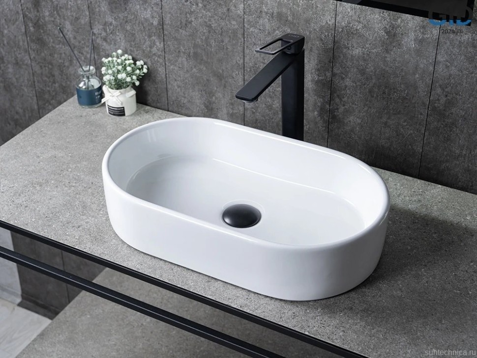 Накладная раковина GID Lago N9020 53 глянцевая белая, овальная, фаянс