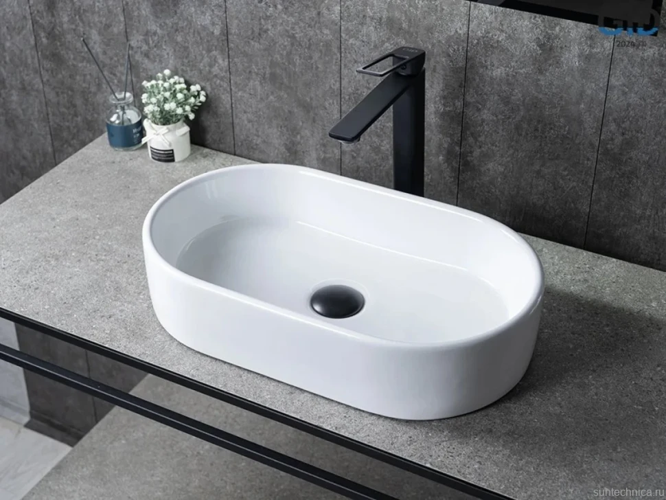 Накладная раковина GID Lago N9020 53 глянцевая белая, овальная, фаянс