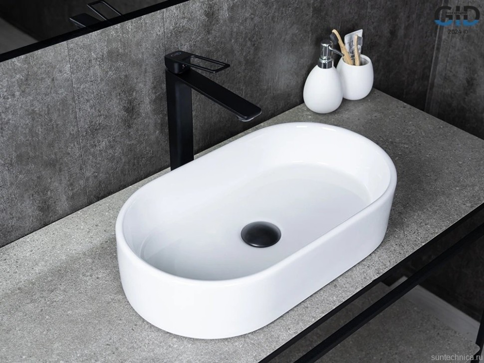 Накладная раковина GID Lago N9020 53 глянцевая белая, овальная, фаянс