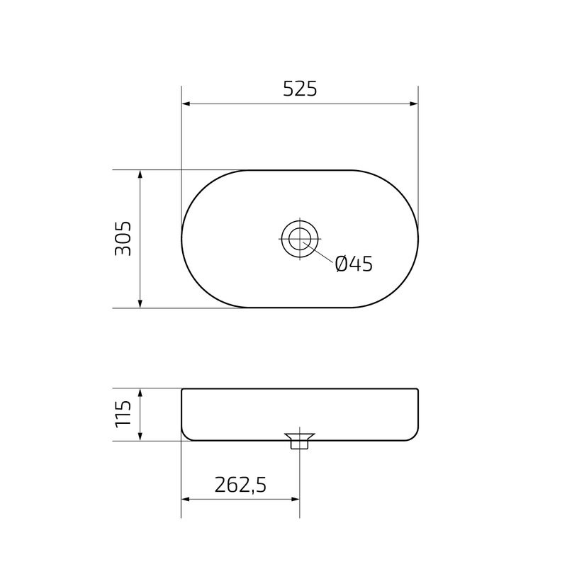 Накладная раковина GID Lago N9020 53 глянцевая белая, овальная, фаянс