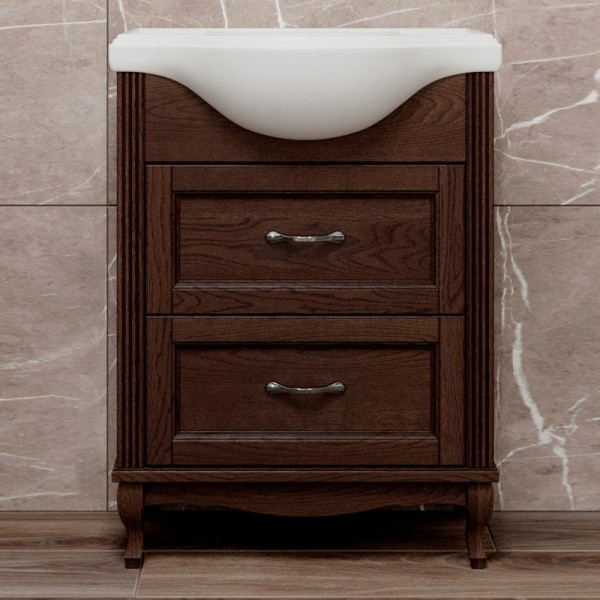 Тумба с раковиной ValenHouse Эллина 65 кальяри, 2 ящика, ручки хром