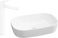 Комплект Накладная раковина Lavinia Boho Bathroom Sink 33311002 + Смеситель Wellsee ICON! for life 182310000 матовый белый