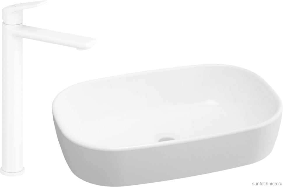Комплект Накладная раковина Lavinia Boho Bathroom Sink 33311002 + Смеситель Wellsee ICON! for life 182310000 матовый белый
