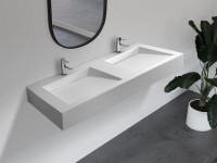 Раковина подвесная Abber Stein AS2643-1.5 152 матовая белая, прямоугольная, двойная, искусственный камень