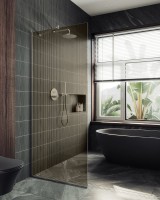 Душевая перегородка Maybahglass MGD-696-5у 79 см, профиль хром матовый, стекло бронза