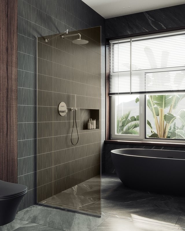 Душевая перегородка Maybahglass MGD-696-5у 79 см, профиль хром матовый, стекло бронза