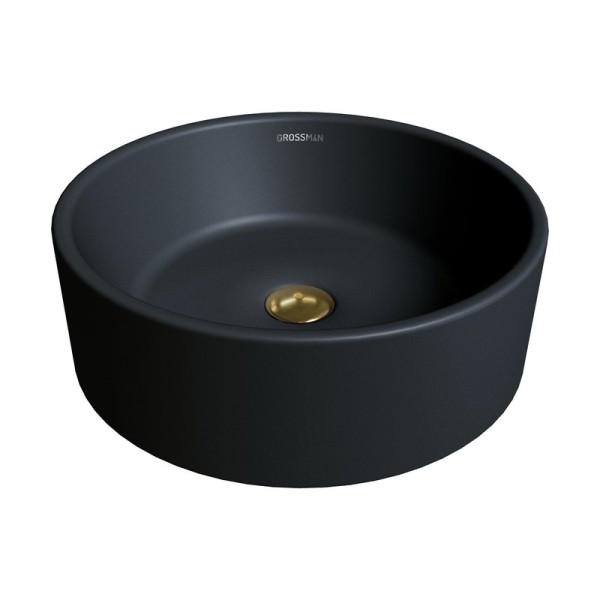 Накладная раковина Grossman Color GR-3013 41 матовая черная, круглая, фаянс