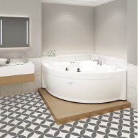 Акриловая ванна Radomir Vannesa Massage Сандра 2-75-2-0-0-221 классик 150x150 см, угловая, пристенная, с гидромассажем, белая, четверть круга, с каркасом, с экраном, с сиденьем, со сливом-переливом