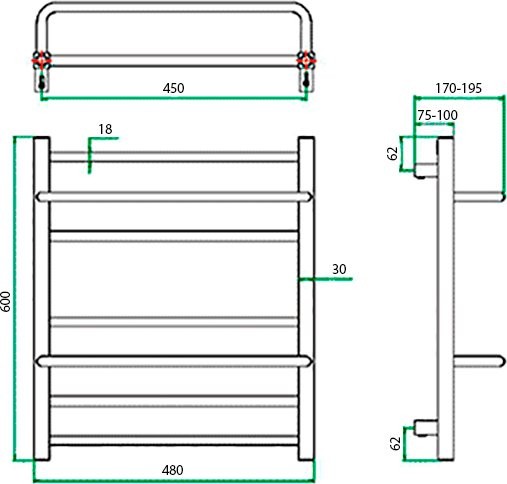 Полотенцесушитель водяной Grota Vista 48x60