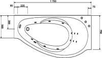 Ванна из искусственного камня Эстет Грация ФР-00010030 стандарт R 170x95 см, угловая, правая, пристенная, с гидромассажем, белая, асимметричная, с каркасом