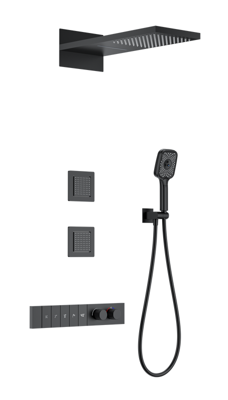Душевой комплект Wonzon & Woghand WW-D4538-A-MB С ВНУТРЕННЕЙ ЧАСТЬЮ, матовый черный