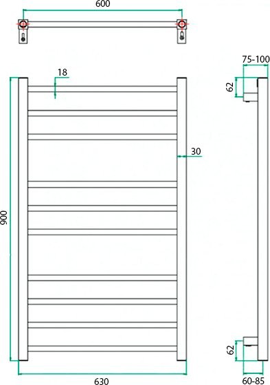 Полотенцесушитель электрический Grota Eco Classic 63x90