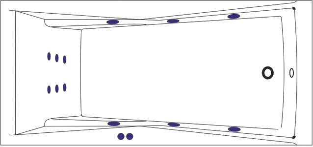 Акриловая ванна WHITECROSS Palace Line 170x75 см, встраиваемая, с гидромассажем, белый глянец, с каркасом, со сливом-переливом, фурнитура бронза