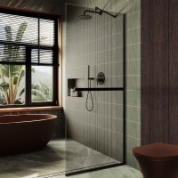 Душевая перегородка Maybahglass MGD-709-6у 109 см, профиль черный, стекло бронза