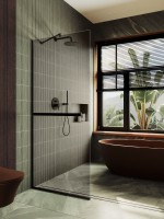 Душевая перегородка Maybahglass MGD-709-6у 109 см, профиль черный, стекло бронза