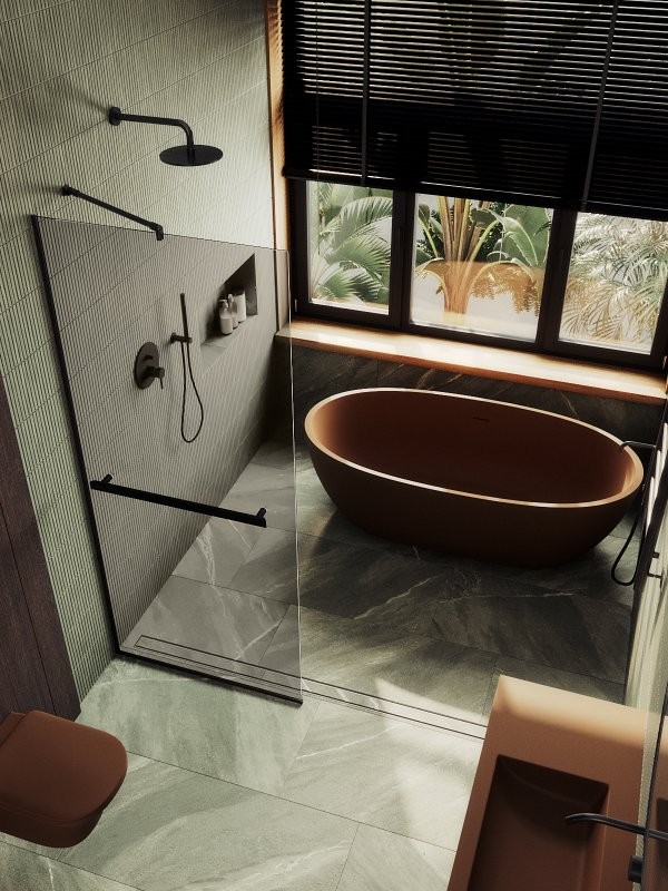 Душевая перегородка Maybahglass MGD-709-6у 109 см, профиль черный, стекло бронза