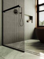 Душевая перегородка Maybahglass MGD-709-6у 109 см, профиль черный, стекло бронза