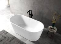 Акриловая ванна Abber AB9320-1.5 150x75 см, отдельностоящая, белая, овальная, с каркасом, со сливом-переливом