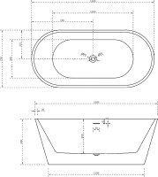 Акриловая ванна Abber AB9320-1.5 150x75 см, отдельностоящая, белая, овальная, с каркасом, со сливом-переливом