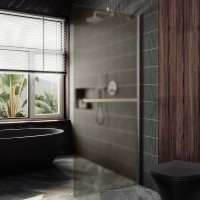 Душевая перегородка Maybahglass MGD-722-5ш 69 см, профиль хром матовый, стекло бронза матовое