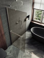 Душевая перегородка Maybahglass MGD-722-5ш 69 см, профиль хром матовый, стекло бронза матовое