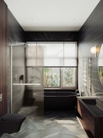Душевая перегородка Maybahglass MGD-722-5ш 69 см, профиль хром матовый, стекло бронза матовое