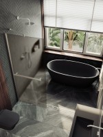 Душевая перегородка Maybahglass MGD-722-5ш 69 см, профиль хром матовый, стекло бронза матовое