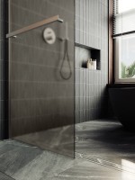 Душевая перегородка Maybahglass MGD-722-5ш 69 см, профиль хром матовый, стекло бронза матовое