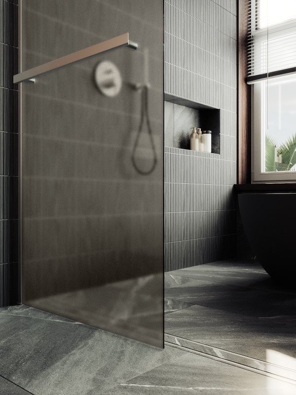 Душевая перегородка Maybahglass MGD-722-5ш 69 см, профиль хром матовый, стекло бронза матовое