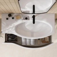 Мебельная раковина KERAMA MARAZZI Riva 100 R накладная, глянцевая белая, полукруглая, фаянс, со скрытым сливом