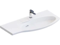 Мебельная раковина KERAMA MARAZZI Riva 100 R накладная, глянцевая белая, полукруглая, фаянс, со скрытым сливом