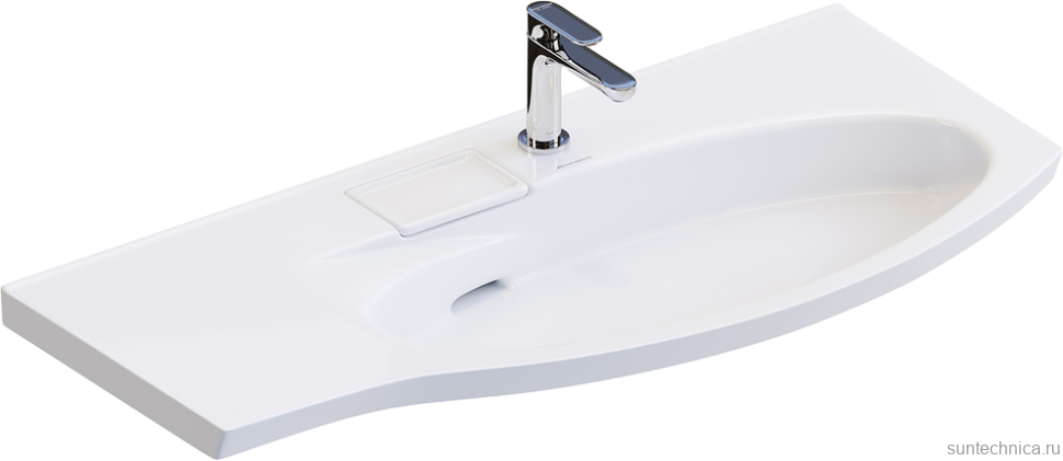 Мебельная раковина KERAMA MARAZZI Riva 100 R накладная, глянцевая белая, полукруглая, фаянс, со скрытым сливом