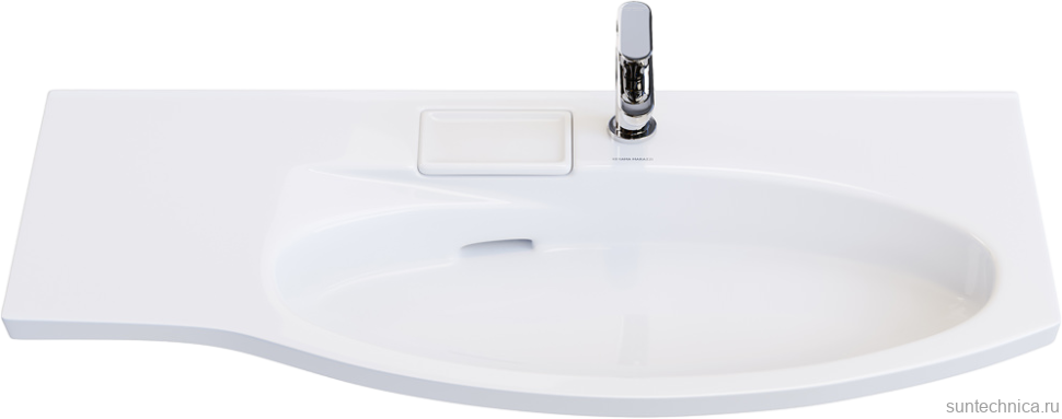 Мебельная раковина KERAMA MARAZZI Riva 100 R накладная, глянцевая белая, полукруглая, фаянс, со скрытым сливом