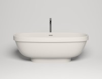 Ванна из искусственного камня Salini Greca S-Stone 180x80 см, отдельностоящая, матовая белая, овальная, со сливом-переливом, с донным клапаном