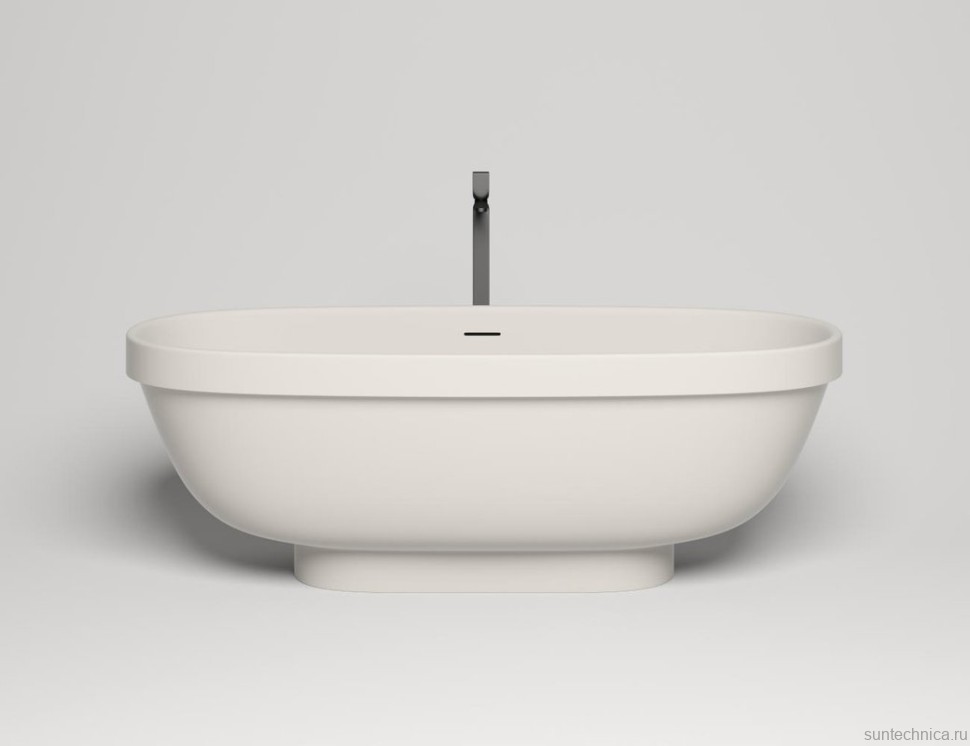 Ванна из искусственного камня Salini Greca S-Stone 180x80 см, отдельностоящая, матовая белая, овальная, со сливом-переливом, с донным клапаном