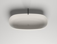 Ванна из искусственного камня Salini Greca S-Stone 180x80 см, отдельностоящая, матовая белая, овальная, со сливом-переливом, с донным клапаном
