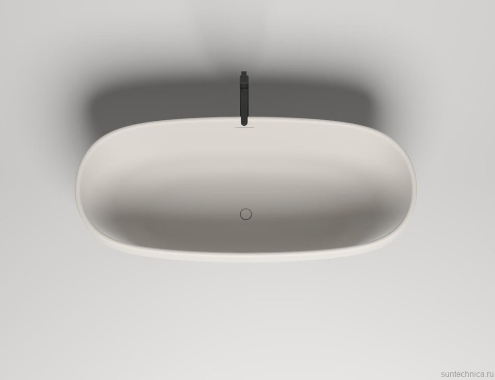 Ванна из искусственного камня Salini Greca S-Stone 180x80 см, отдельностоящая, матовая белая, овальная, со сливом-переливом, с донным клапаном