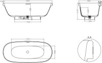 Ванна из искусственного камня Salini Greca S-Stone 180x80 см, отдельностоящая, матовая белая, овальная, со сливом-переливом, с донным клапаном